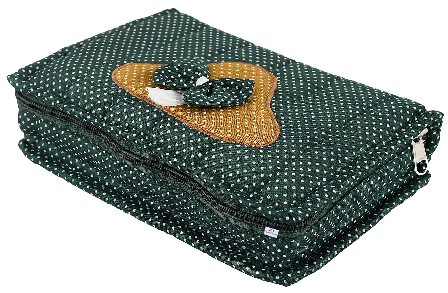 Heart Home Cotton Multipurpose 7 Pocket Dot Printed Jewellery Storage Bag Pouch/Travel Kit Organizer (Green & Purple)-Pack of 2-HHEART15453