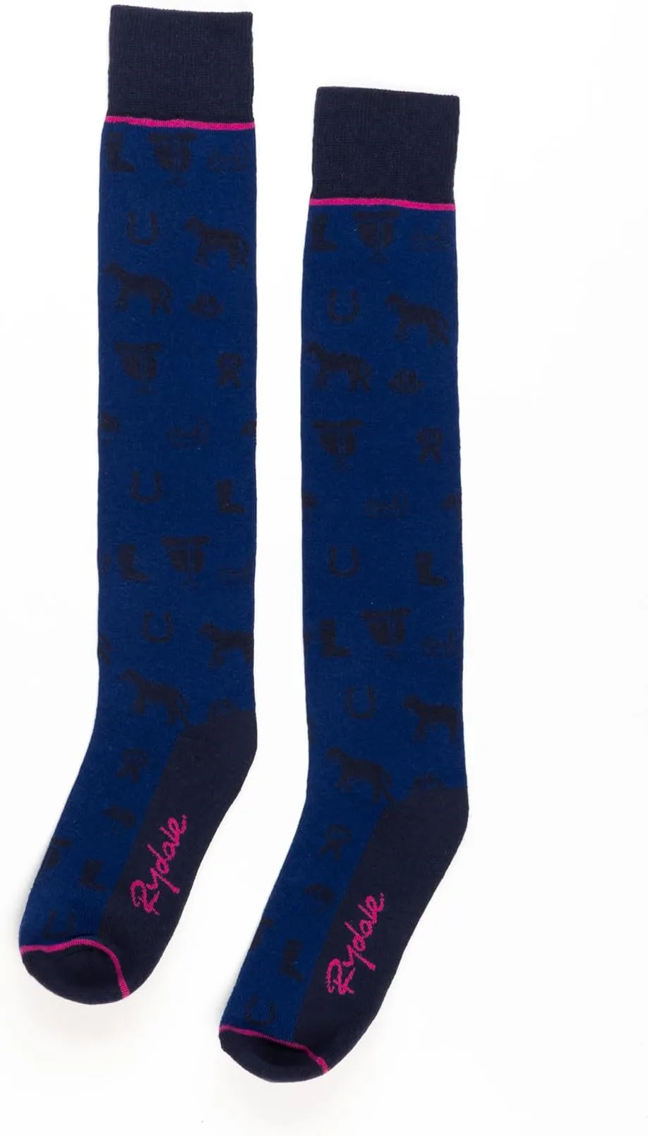 Horse Print Knee Length Riding Sock Denim