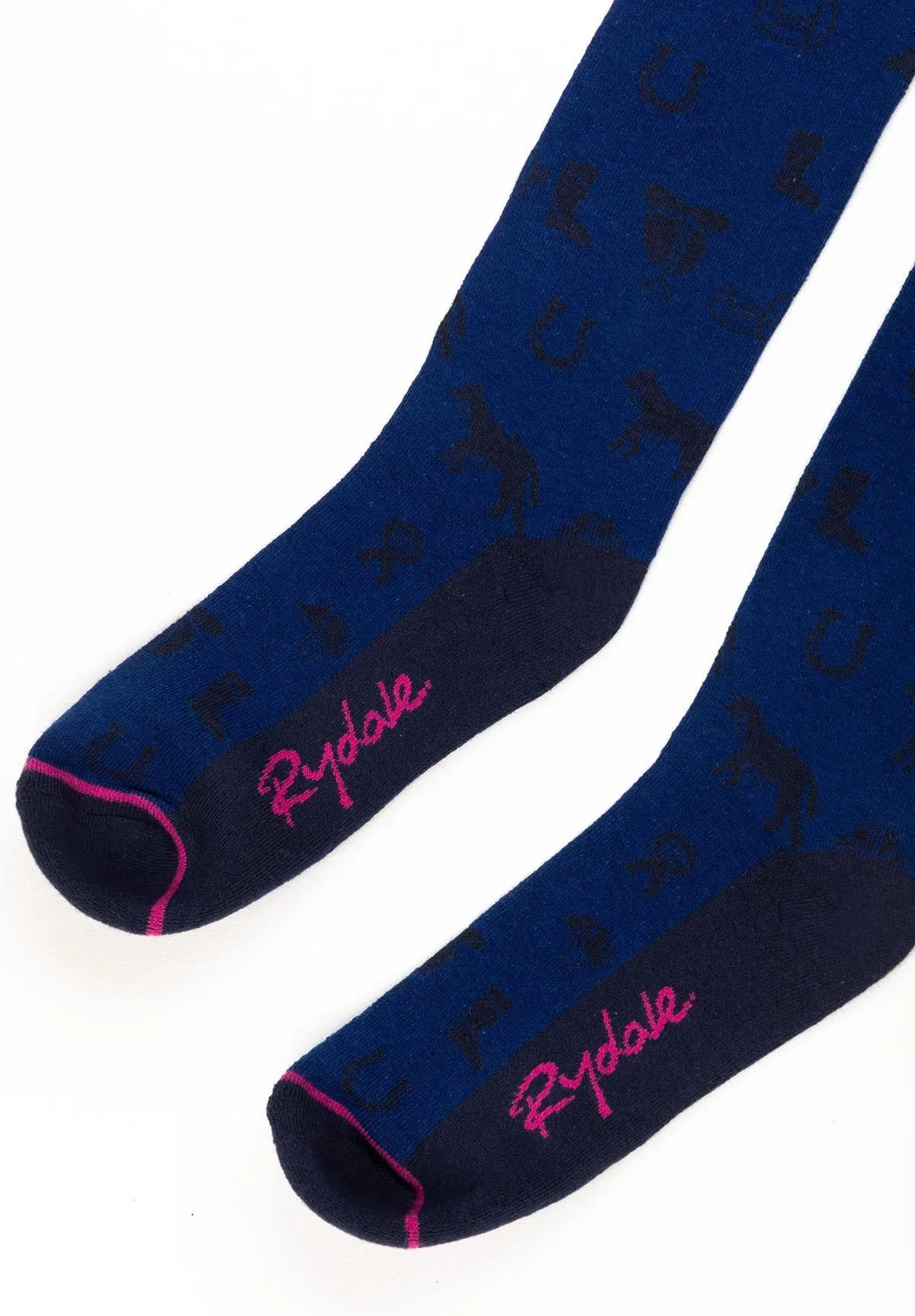 Horse Print Knee Length Riding Sock Denim