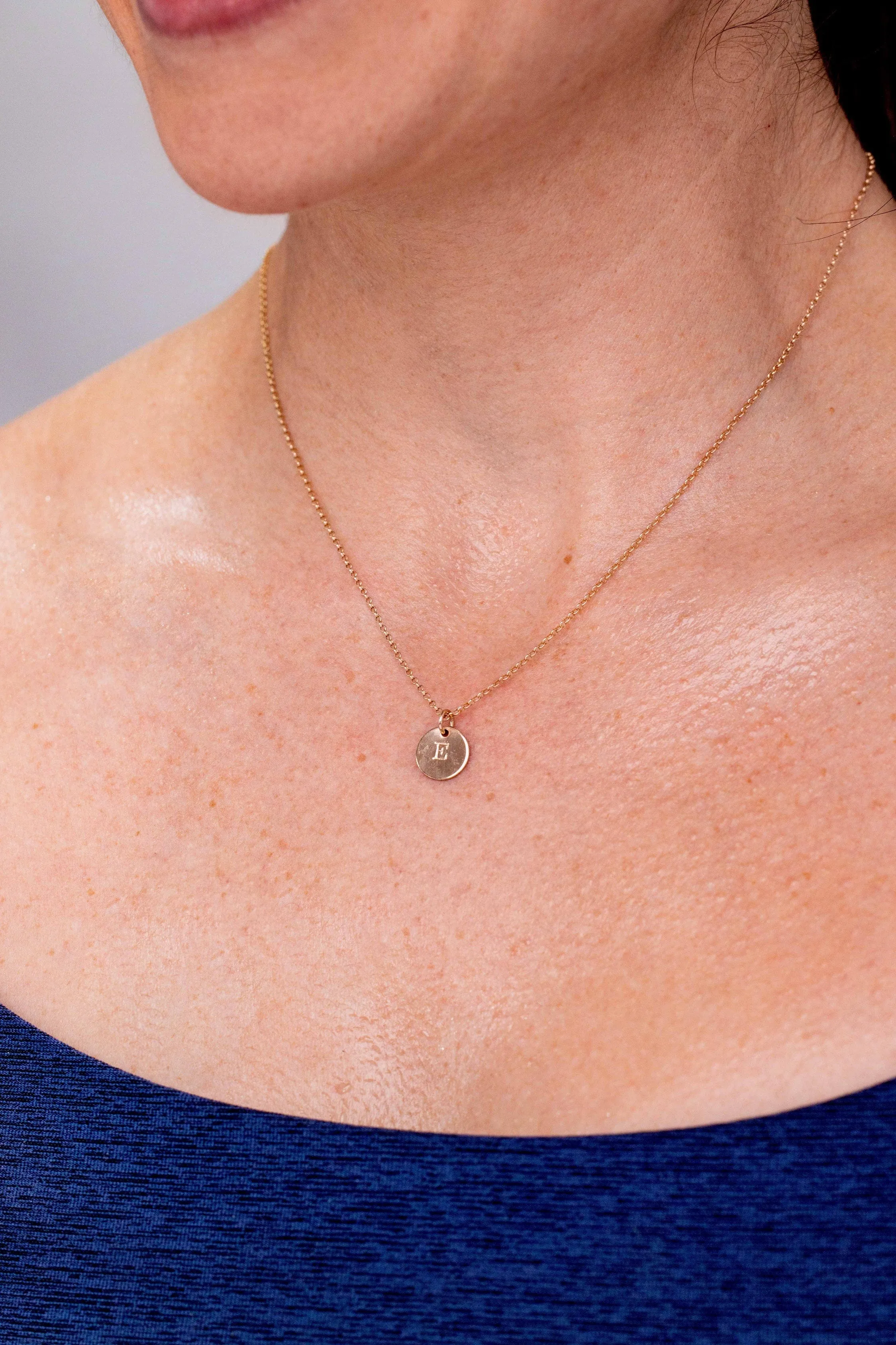 Initial Mini Disc Necklace
