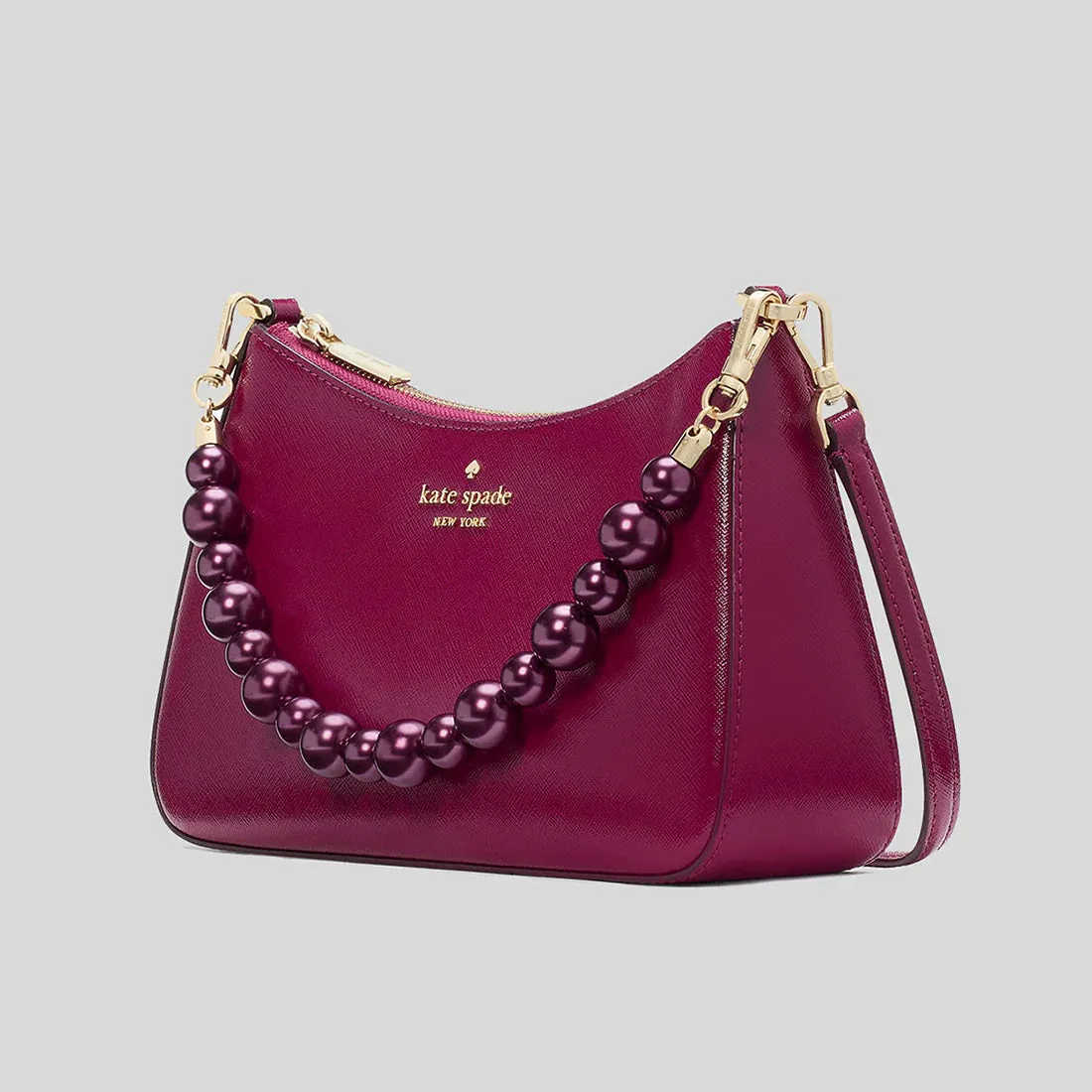 KATE SPADE Madison Faux Pearl Medium Convertible Crossbody Bag Dark Raspberry RB-KI932