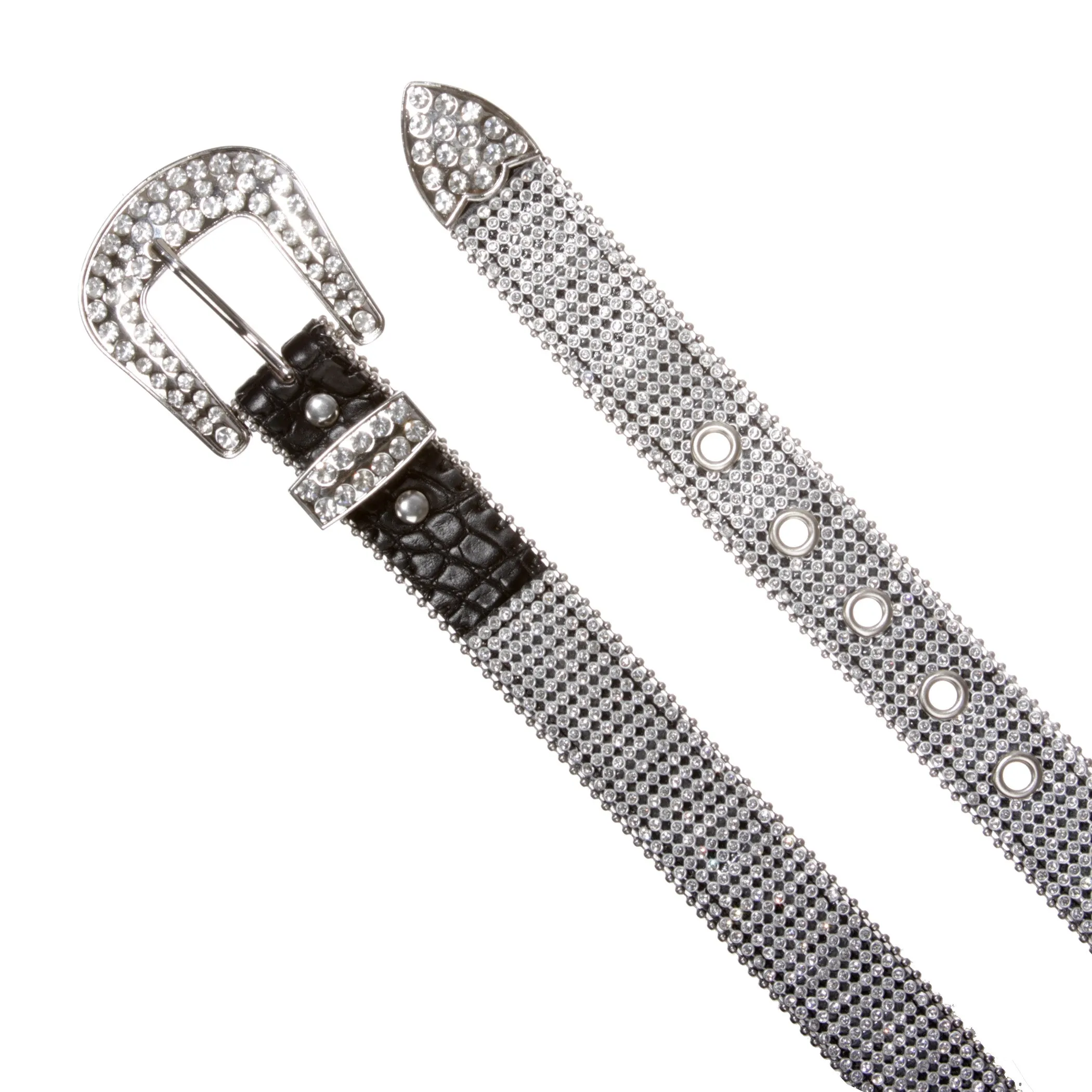 Kids Western Cowgirl Cowboy Rhinestone Strip Bling Leather Belt