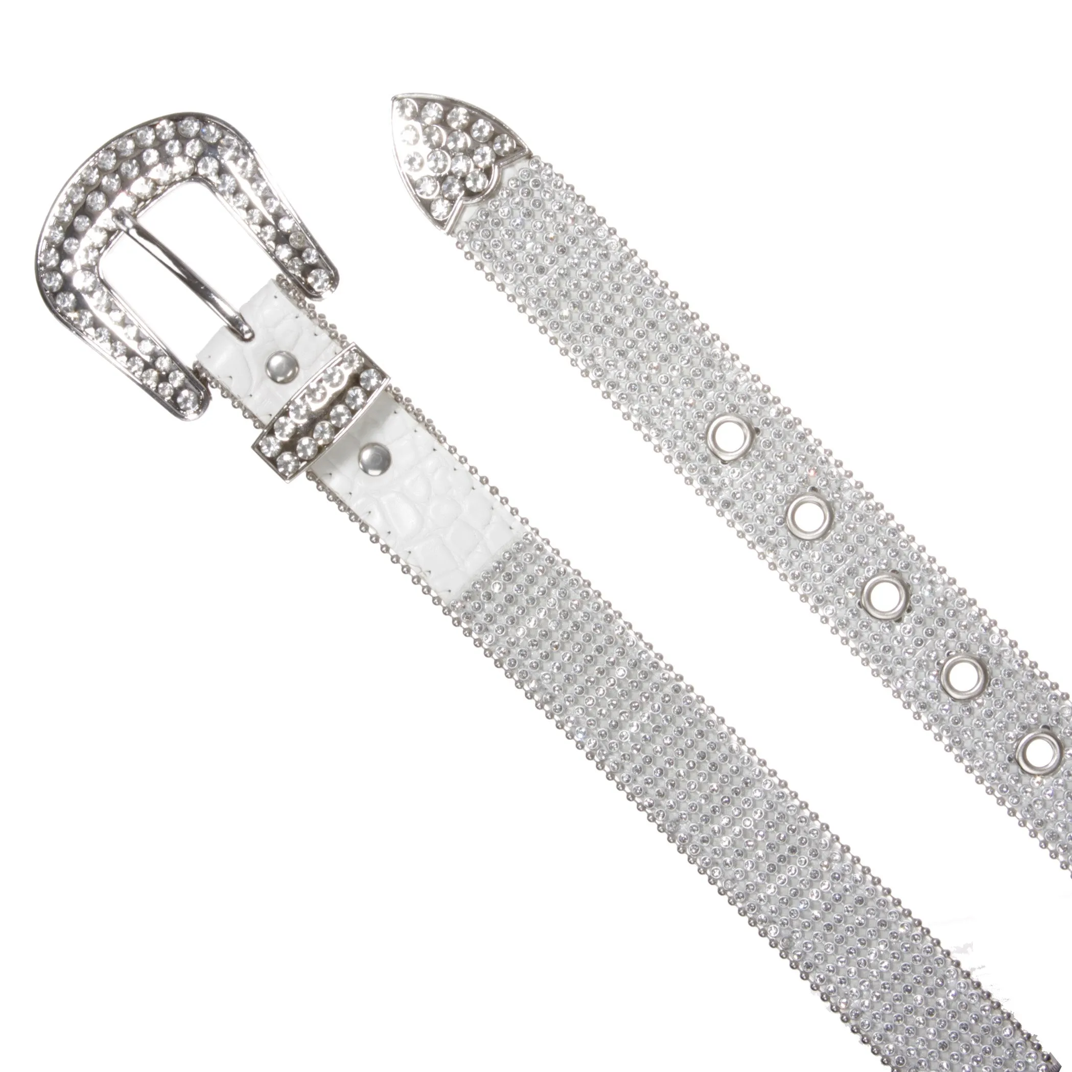 Kids Western Cowgirl Cowboy Rhinestone Strip Bling Leather Belt
