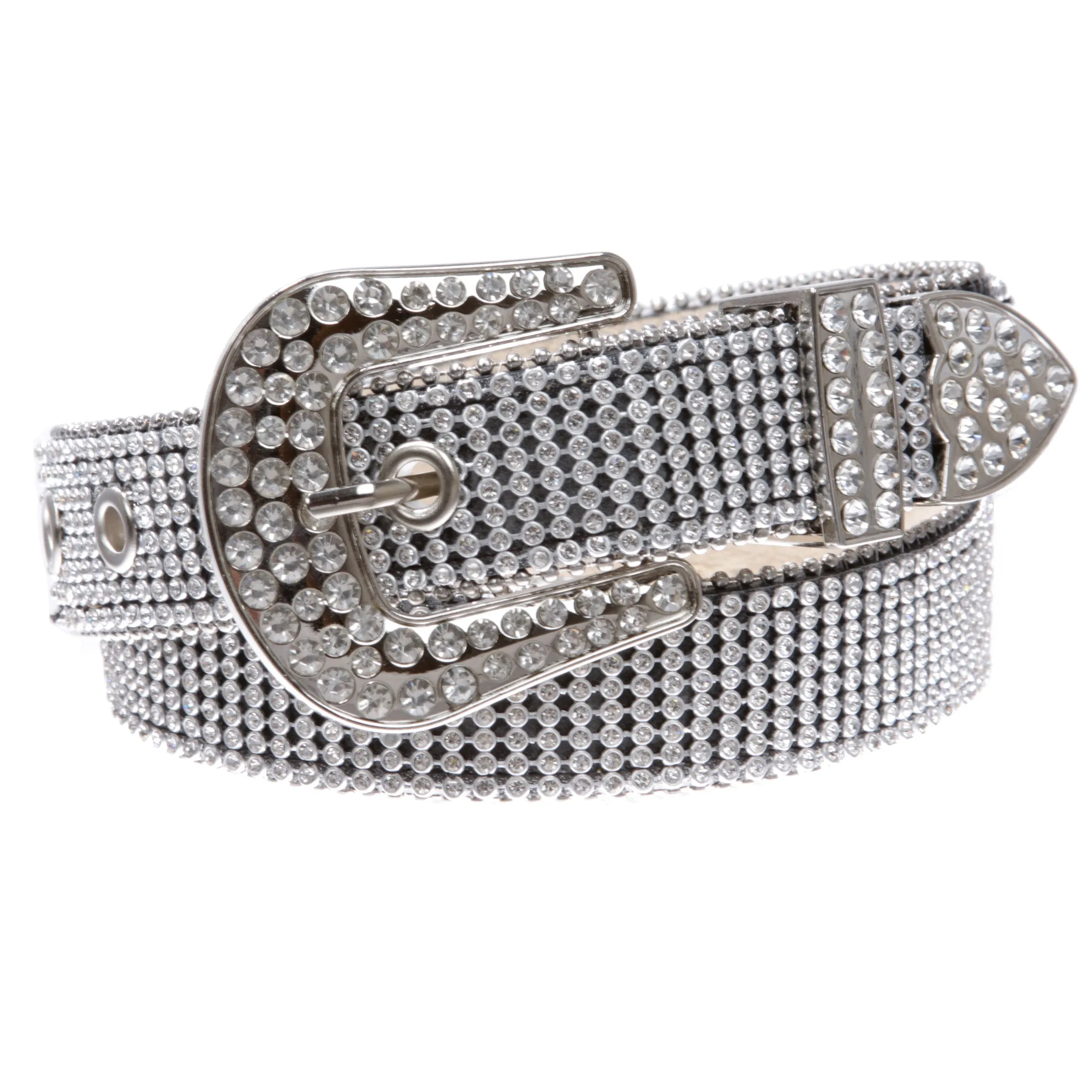 Kids Western Cowgirl Cowboy Rhinestone Strip Bling Leather Belt