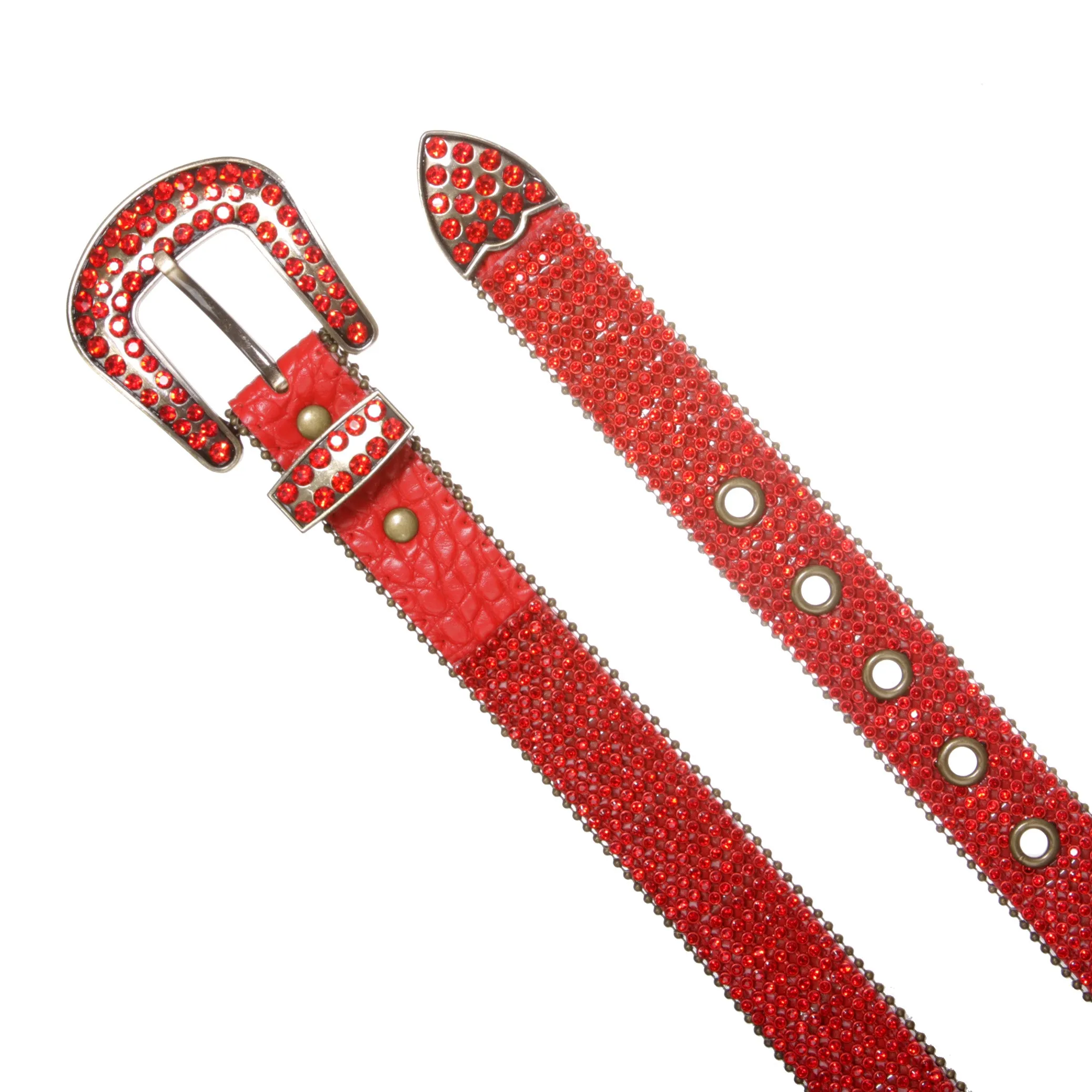 Kids Western Cowgirl Cowboy Rhinestone Strip Bling Leather Belt