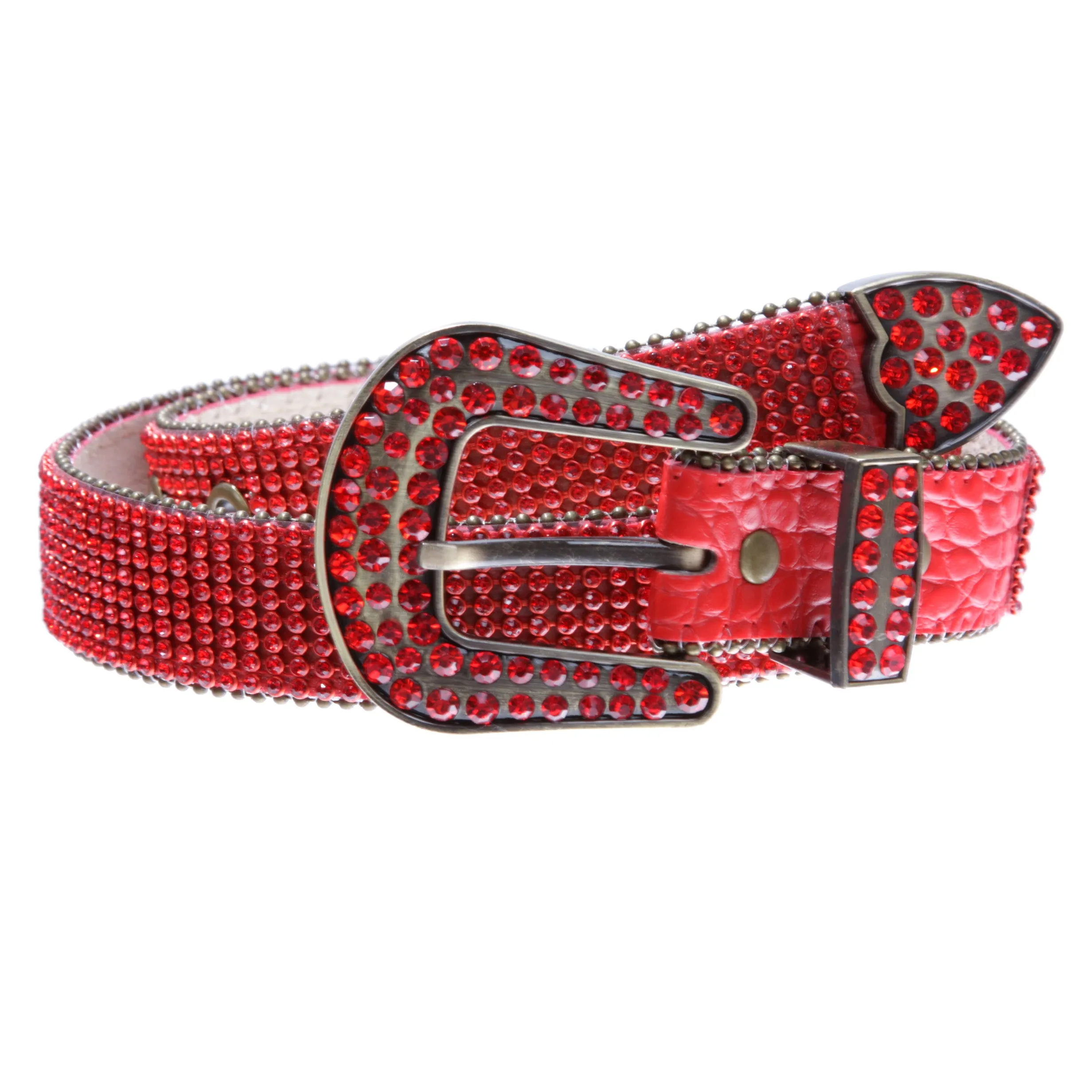 Kids Western Cowgirl Cowboy Rhinestone Strip Bling Leather Belt