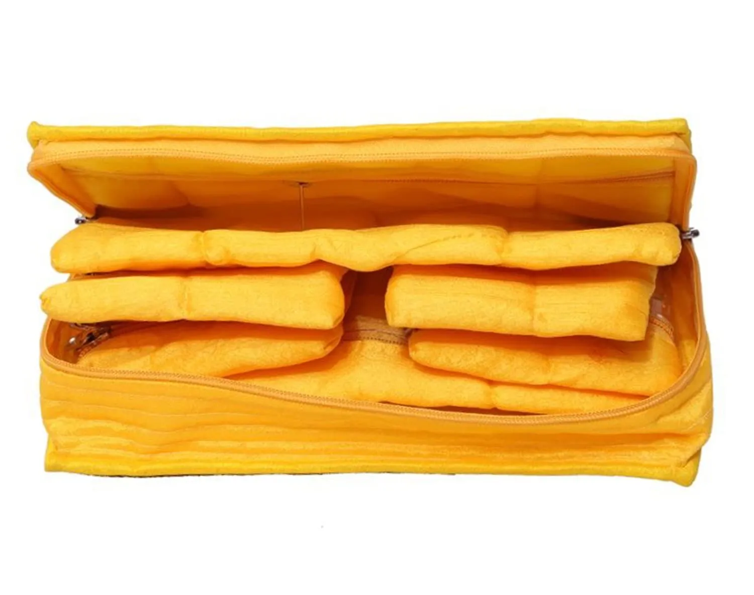 Kuber Industries Portable Jewellery Organizer With 6 Tranasparent Pockets, Pack of 2 (Yellow)-HS_38_KUBMART21240