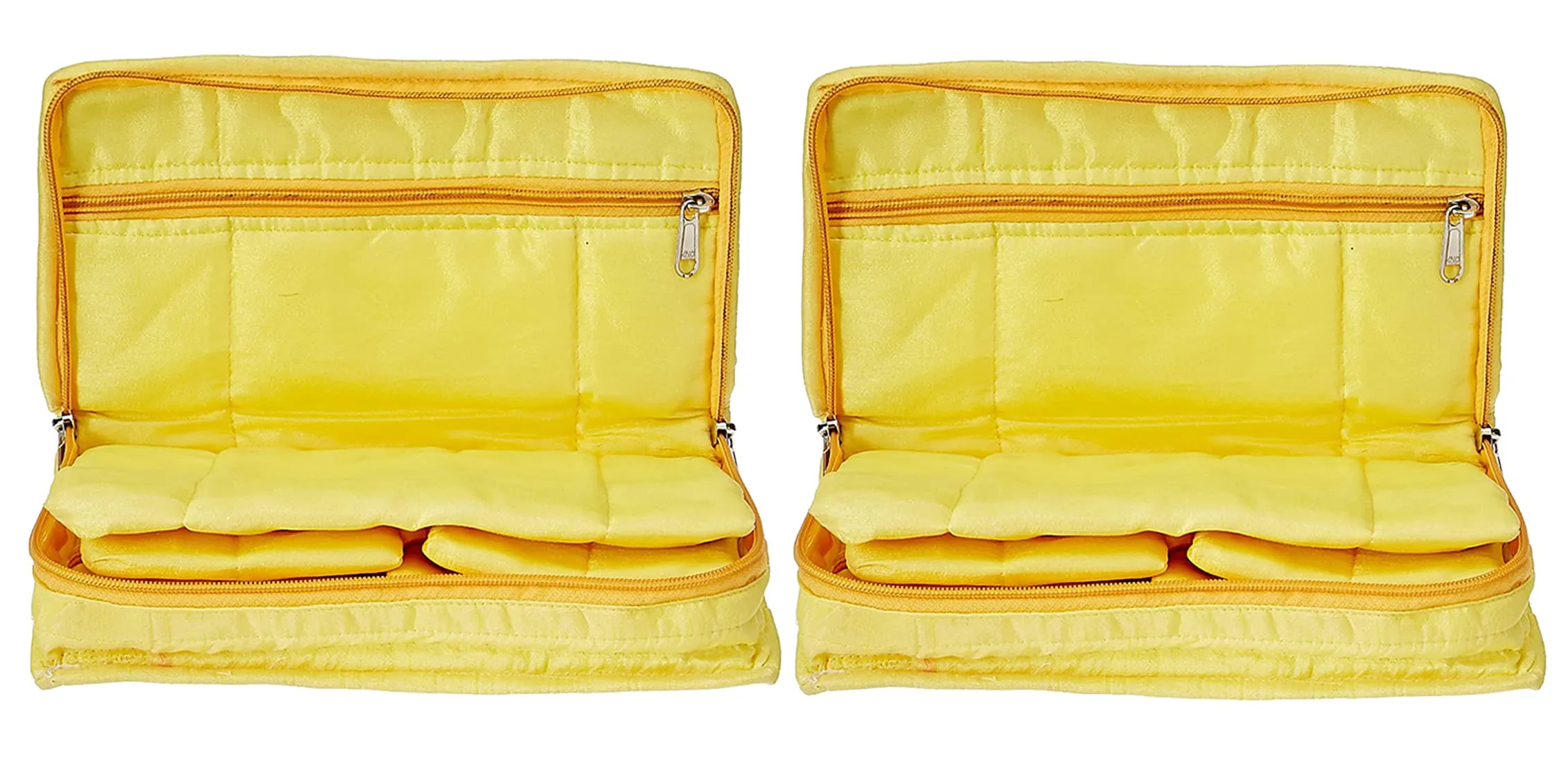 Kuber Industries Portable Jewellery Organizer With 6 Tranasparent Pockets, Pack of 2 (Yellow)-HS_38_KUBMART21240