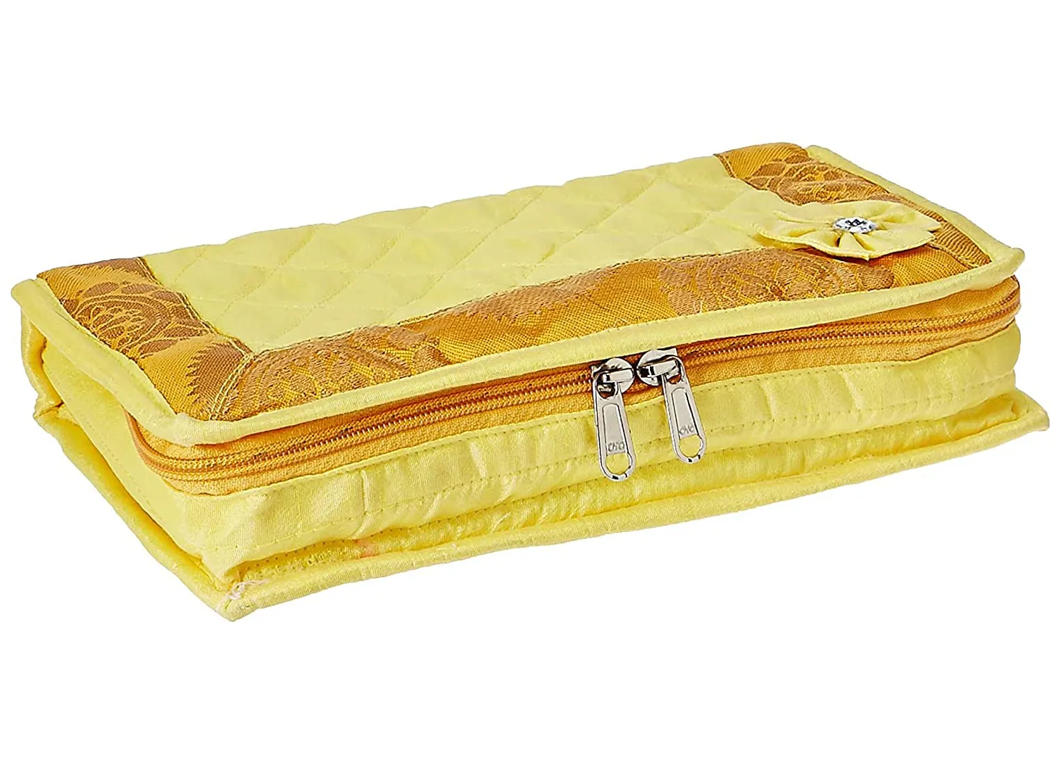 Kuber Industries Portable Jewellery Organizer With 6 Tranasparent Pockets, Pack of 2 (Yellow)-HS_38_KUBMART21240