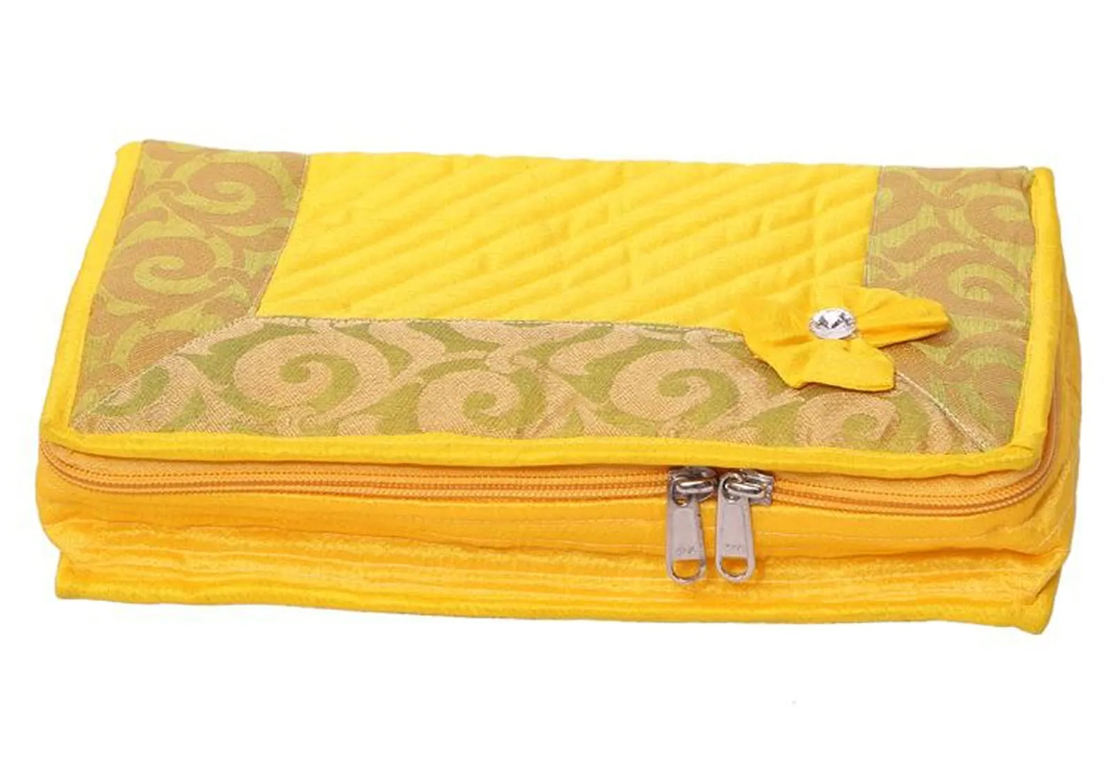 Kuber Industries Portable Jewellery Organizer With 6 Tranasparent Pockets, Pack of 2 (Yellow)-HS_38_KUBMART21240
