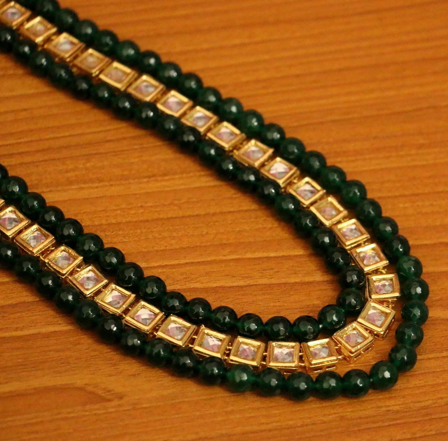 Kundan Meenakari Emerald Look Necklace