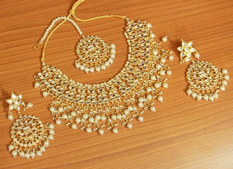 Kundan Polki Look Semi Bridal Necklace Set