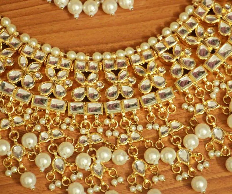 Kundan Polki Look Semi Bridal Necklace Set