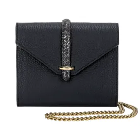 Leather Crossbody with Stingray Closure - Black