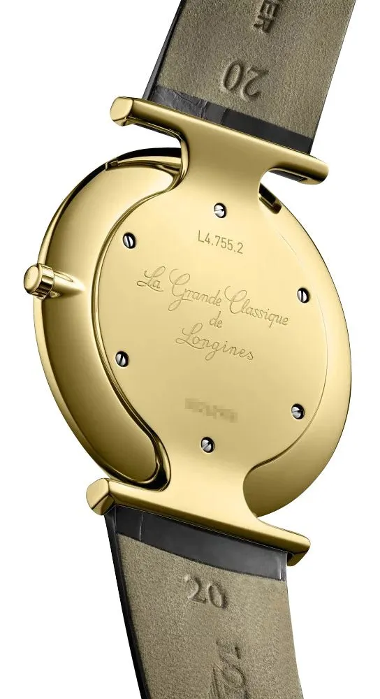 Longines La Grande Classique Yellow Gold PVD Gold Dial Black Leather Strap Quartz Mens Watch L4.755.2.32.2