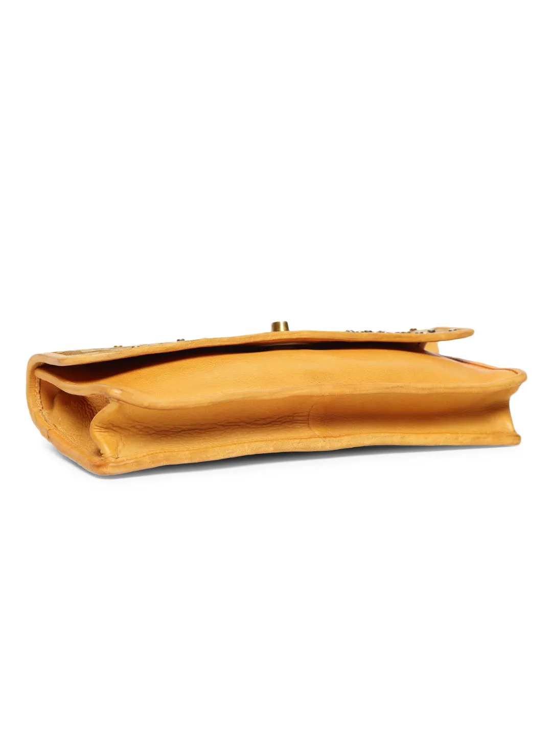 LUMINOSA: Sunny Yellow Leather Crossbody Bag by Art N Vintage