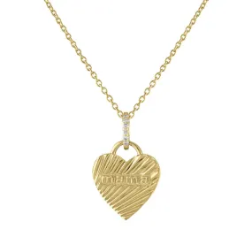 Luna Fluted Mama Heart with Diamond Bail