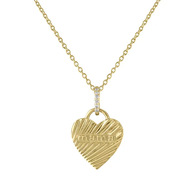 Luna Fluted Mama Heart with Diamond Bail