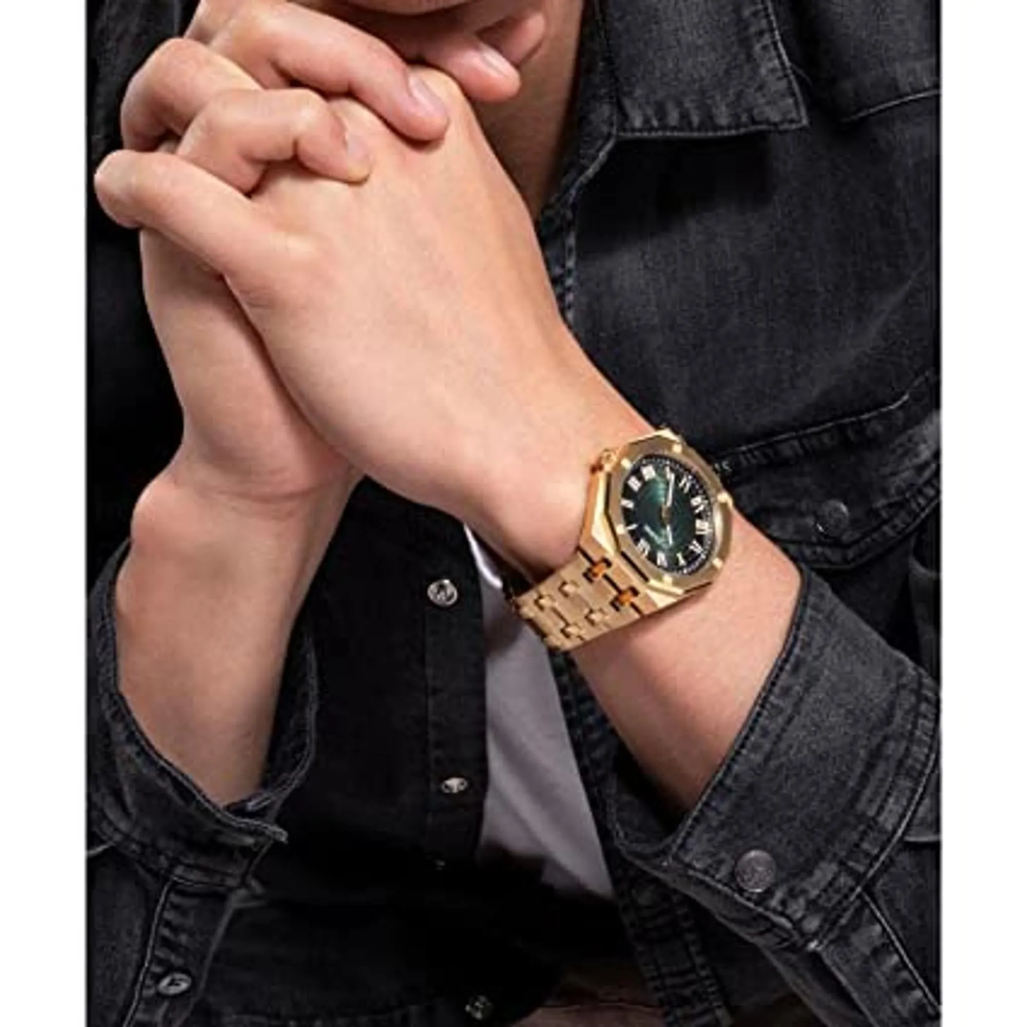 Men's Analog Green Dial Stainless Steel Watch GW0575G2