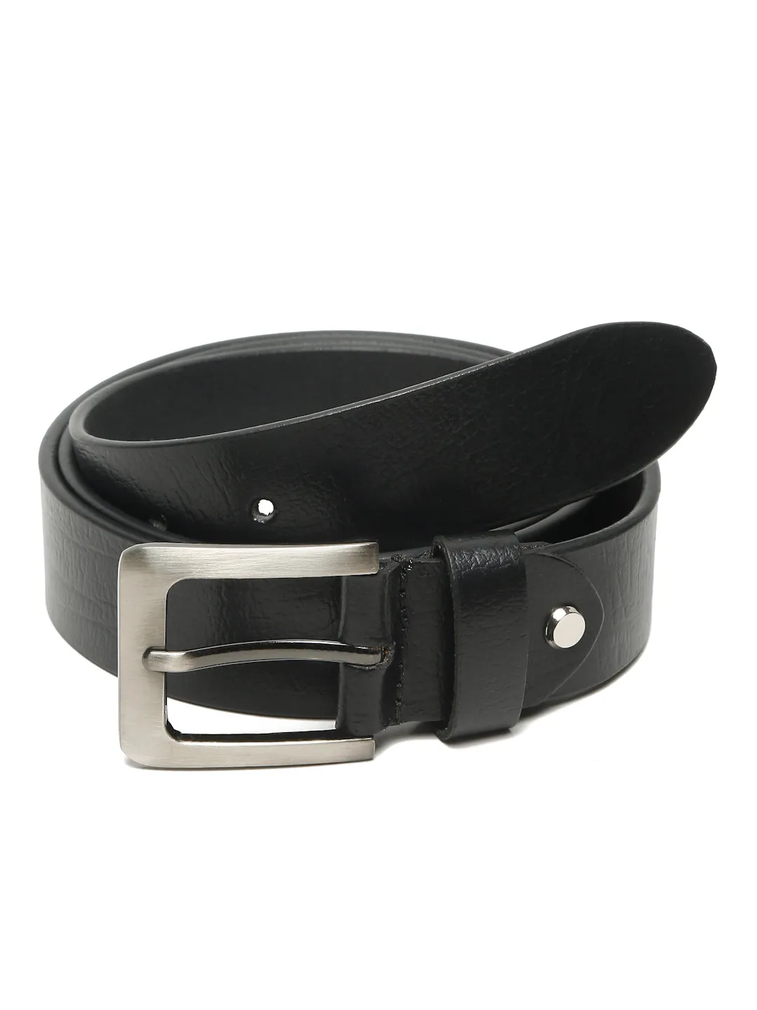 Men's Black Smoth Texture Leather Casual Belt