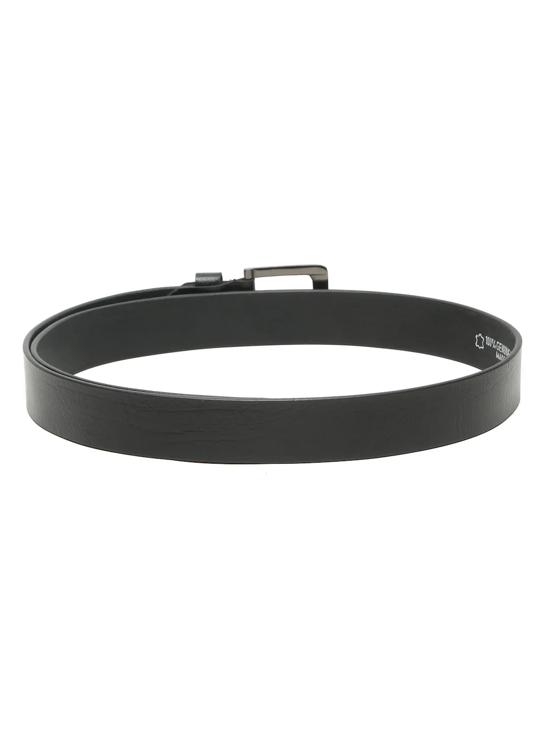 Men's Black Smoth Texture Leather Casual Belt