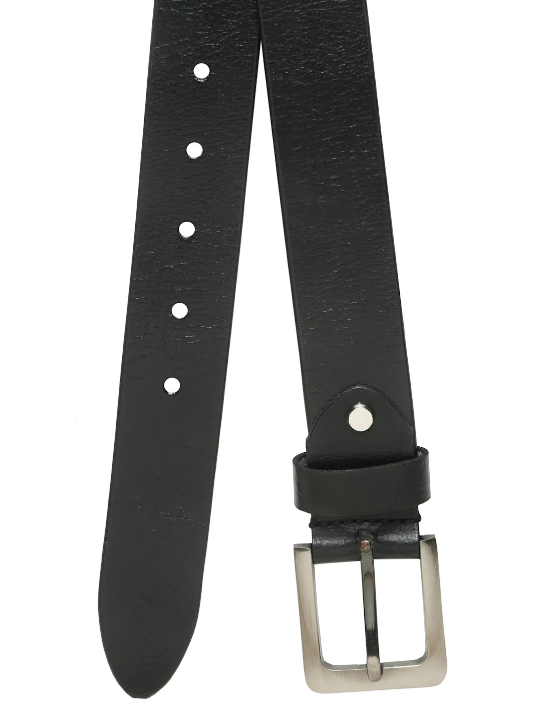 Men's Black Smoth Texture Leather Casual Belt