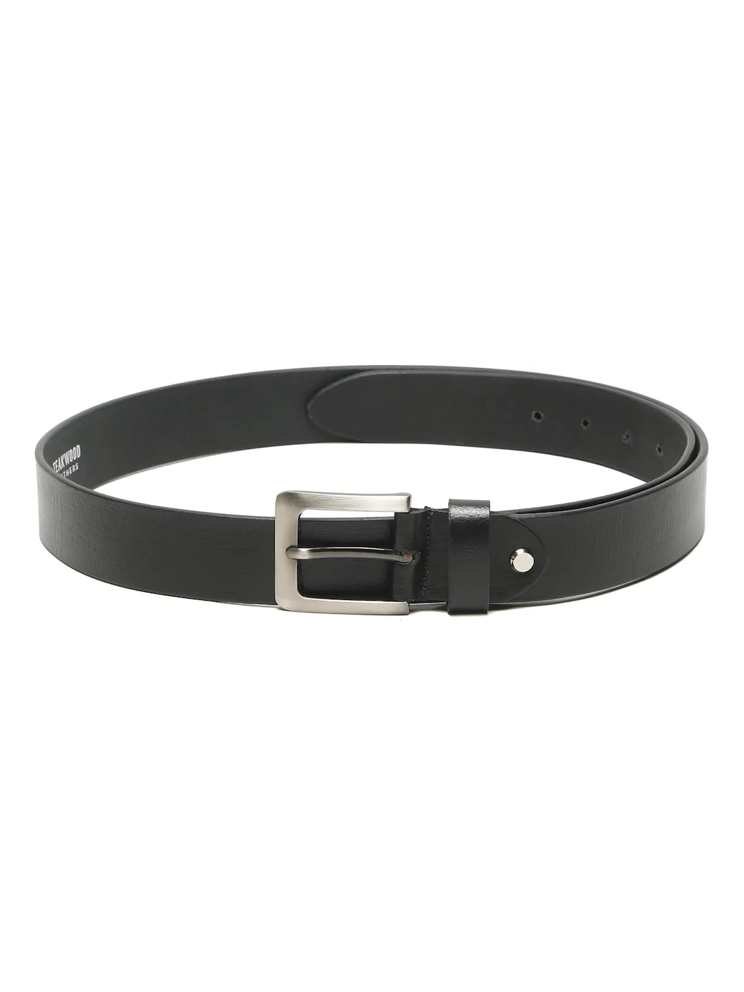 Men's Black Smoth Texture Leather Casual Belt