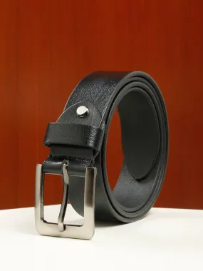 Men's Black Smoth Texture Leather Casual Belt