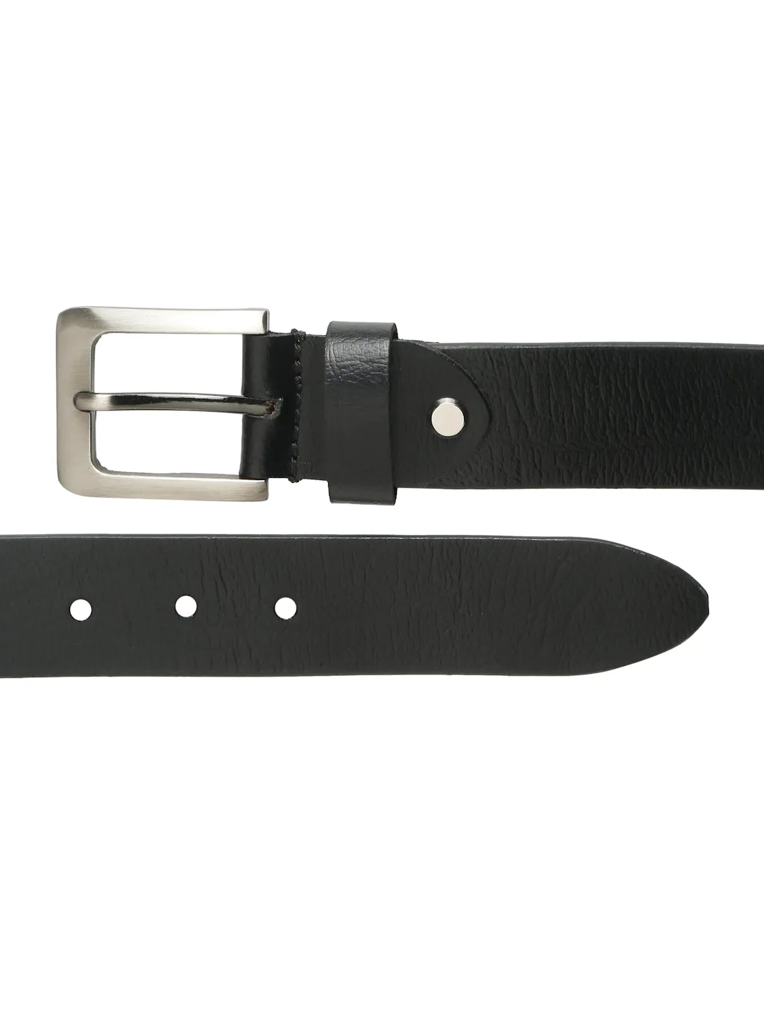 Men's Black Smoth Texture Leather Casual Belt