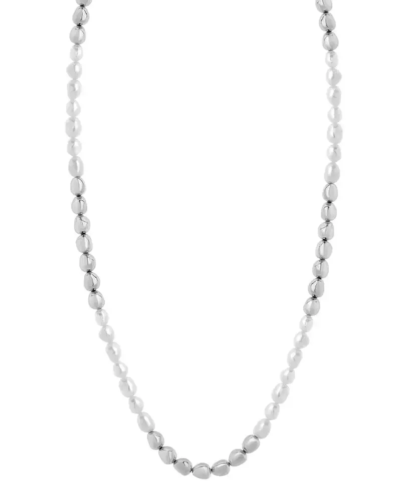 Men'S Cultured Baroque Freshwater Pearl (6Mm) Adjustable Necklace in Stainless Steel, 20"  4" Extender