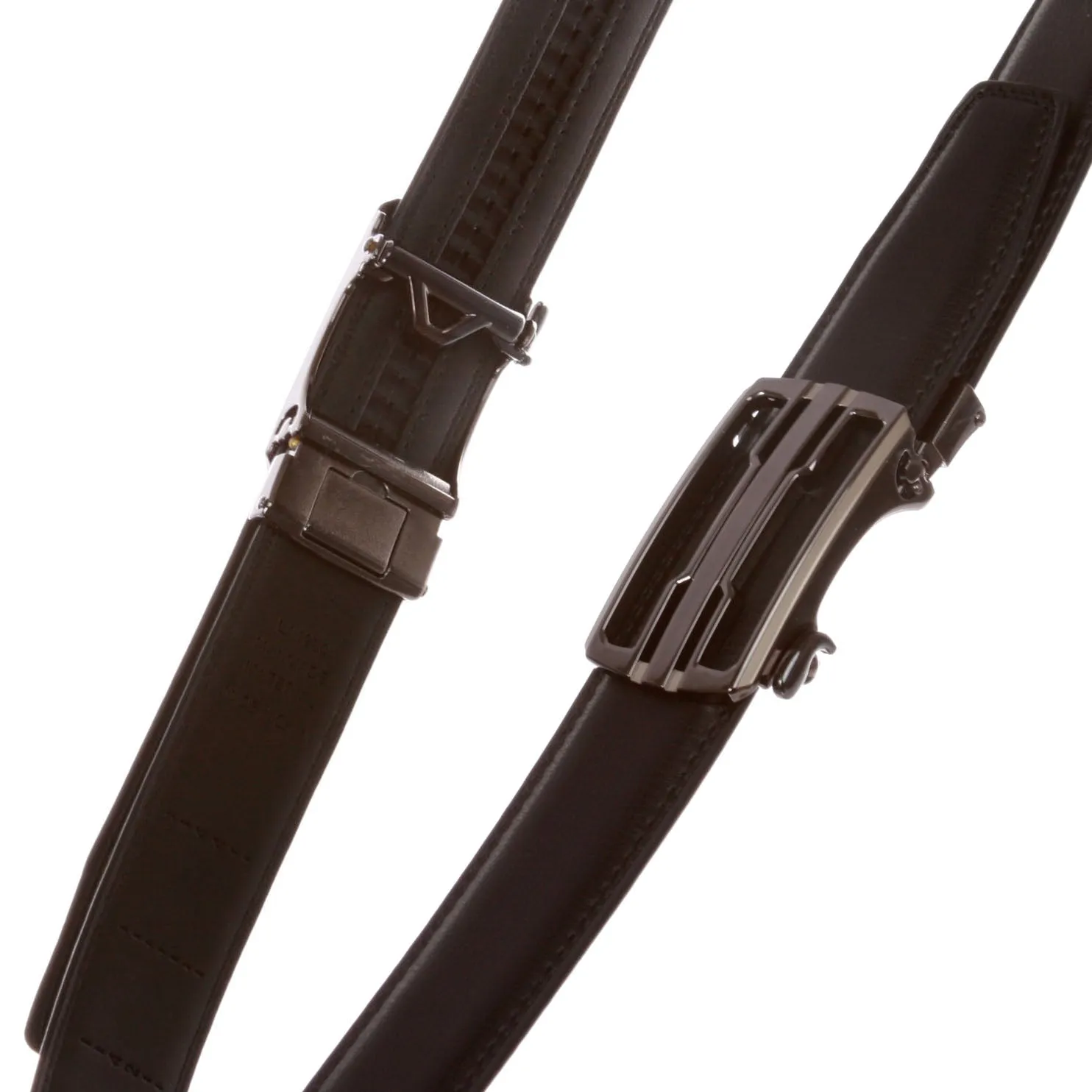 Men's s Automatic Buckle Cut-to-Fit Slide Ratchet Feather Edged Dress Belt