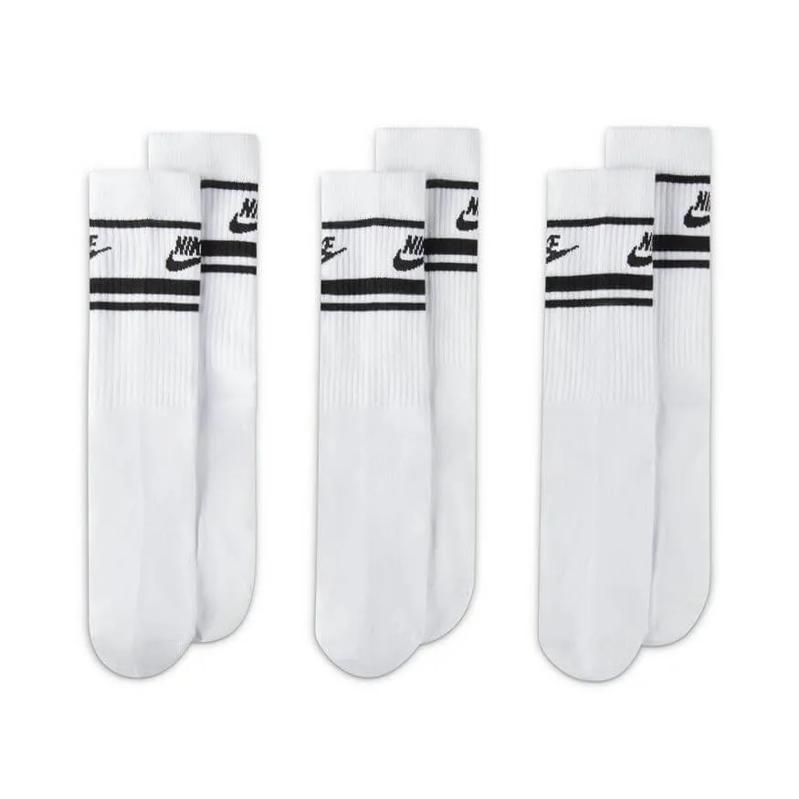 Nike Sportswear Everyday Essential Crew Socks (3 Pairs) White Black