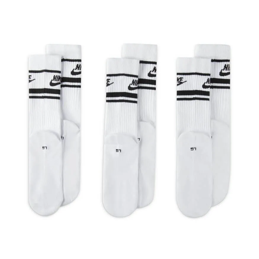 Nike Sportswear Everyday Essential Crew Socks (3 Pairs) White Black