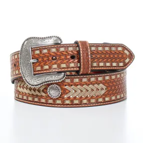 Nocona Men's Tan Basket Weave/Laced Belt