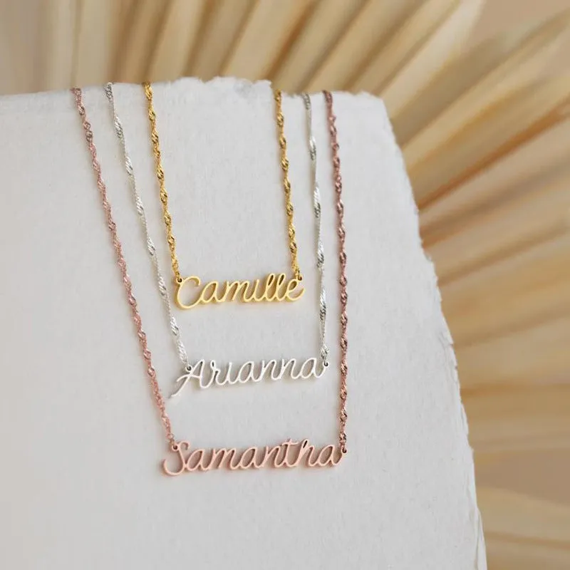 Personalized  Titanium Steel  Name Necklace