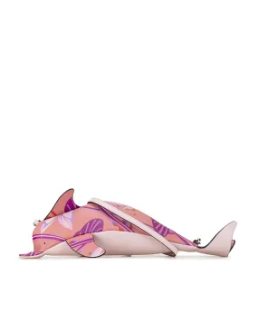 Printed Dolphin Crossbody Bag with Adjustable Strap and Top Zip Closure