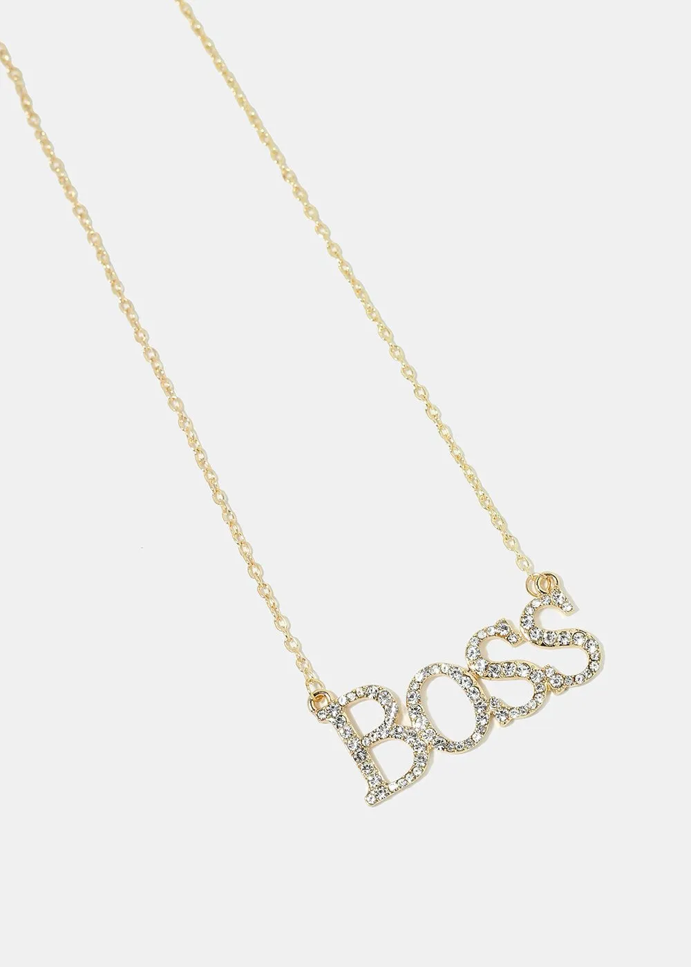 "BOSS" Rhinestone Pendant Necklace