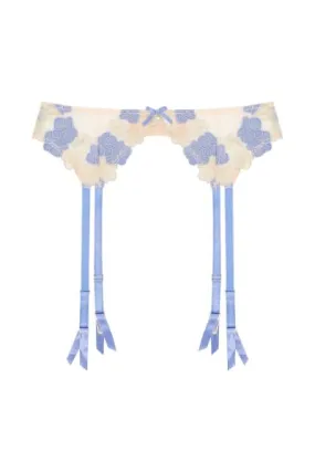 Rayne Gold and Lilac Satin Floral Embroidered Suspender -