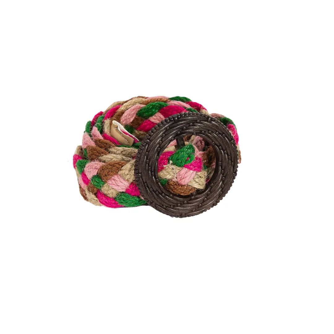 Round Buckle Braided Woven Belts