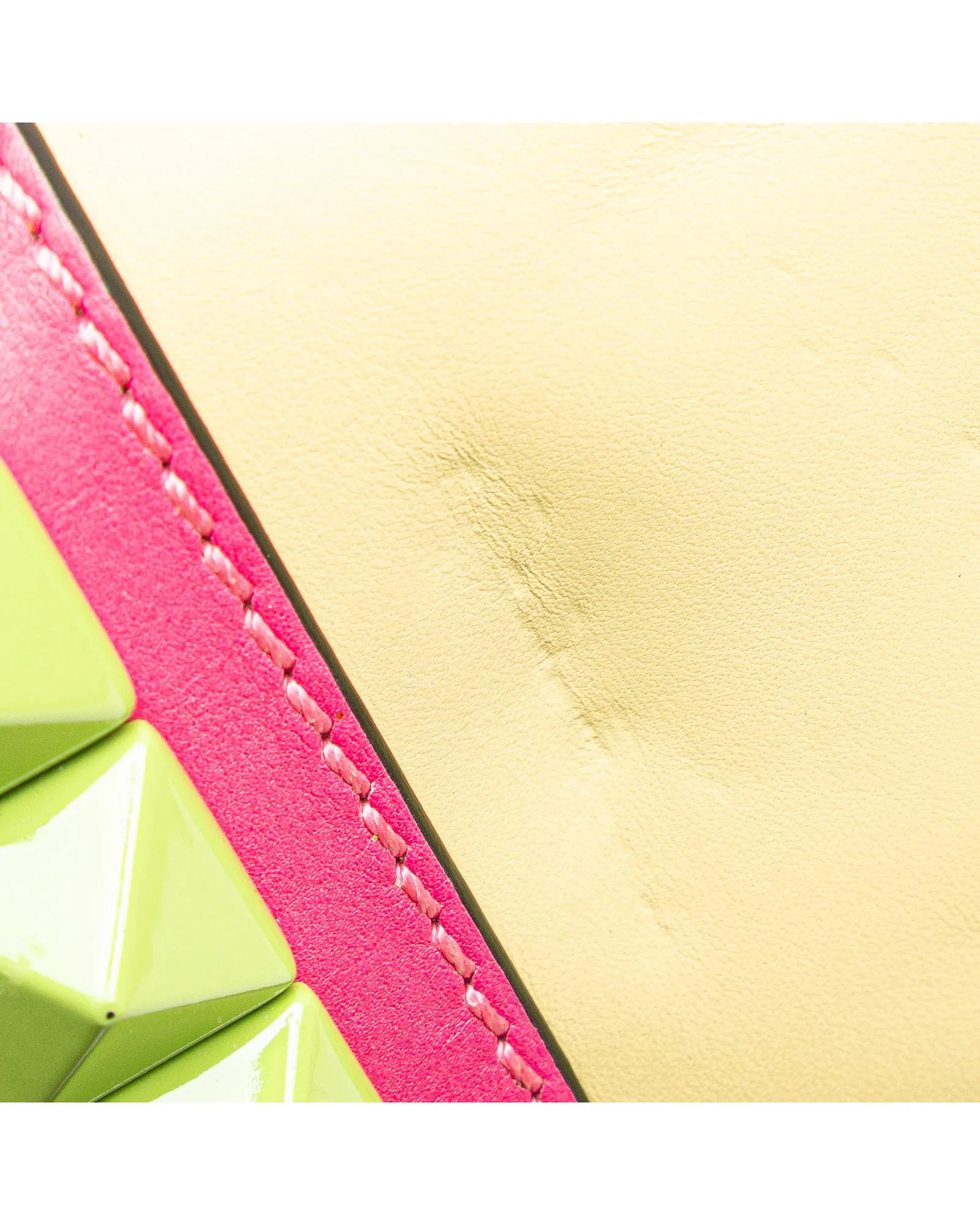 Small Tricolor Leather Rockstud Glam Lock Crossbody Bag
