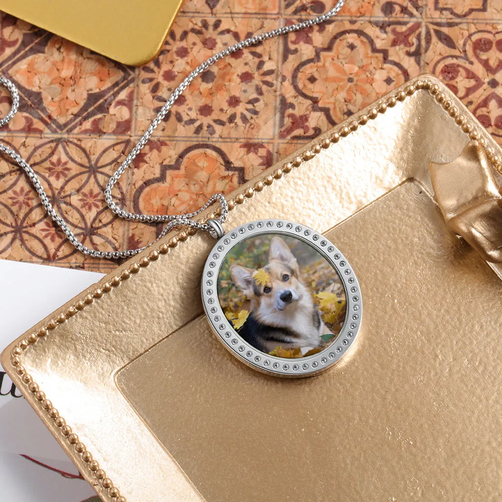 Stainless Steel Customized Photo Round Pednant Necklace