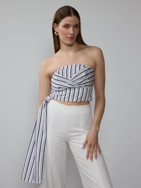 Strapless Stripe Tie Waist Top