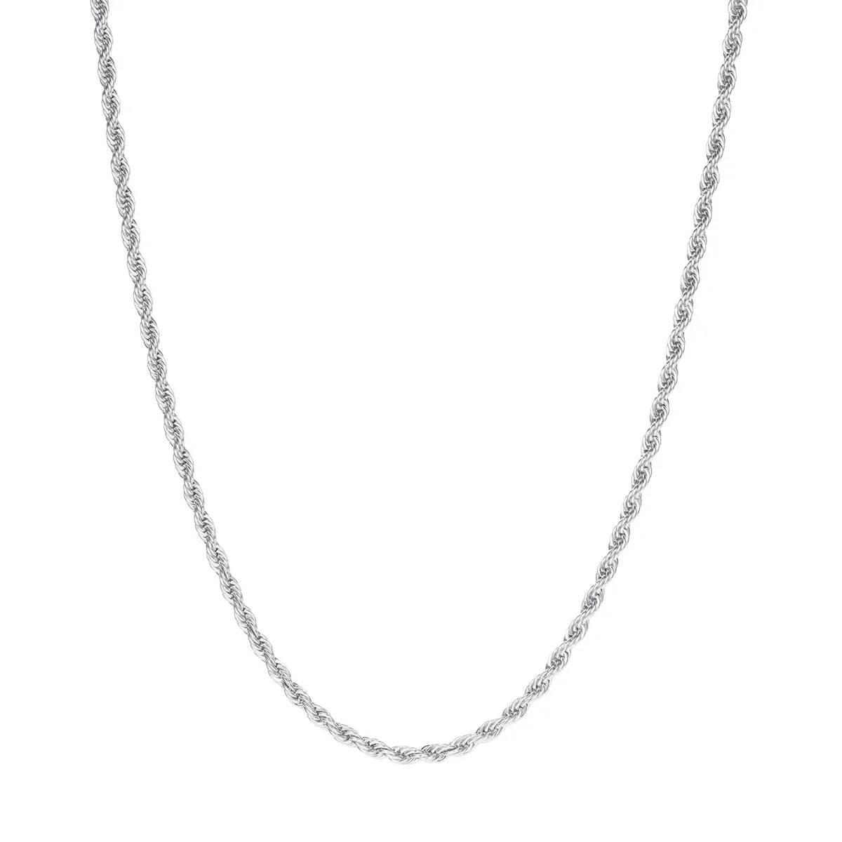 Thin Twist Chain Necklace Silver