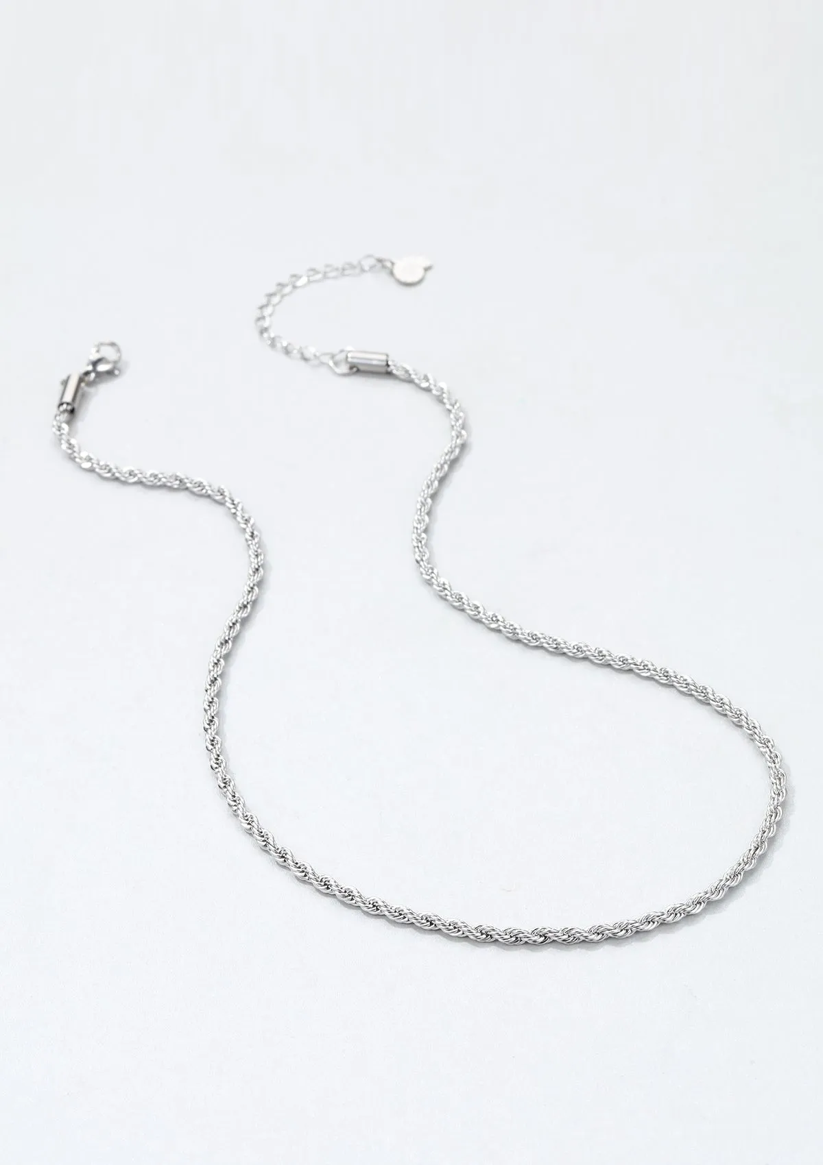Thin Twist Chain Necklace Silver