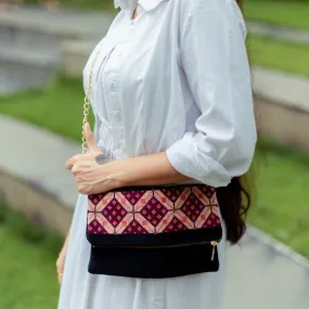 Velvet Tatreez Crossbody in Berry