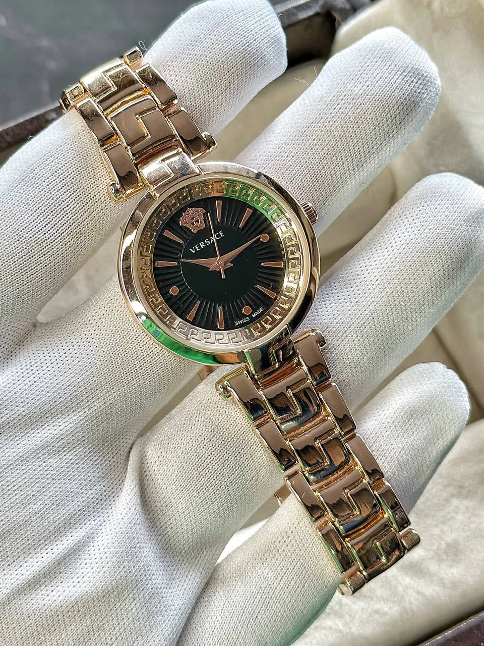 Versace Women's Watch Rose Gold & Black Dial at a Budget Price
