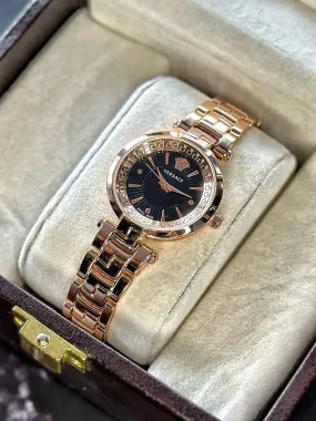 Versace Women's Watch Rose Gold & Black Dial at a Budget Price