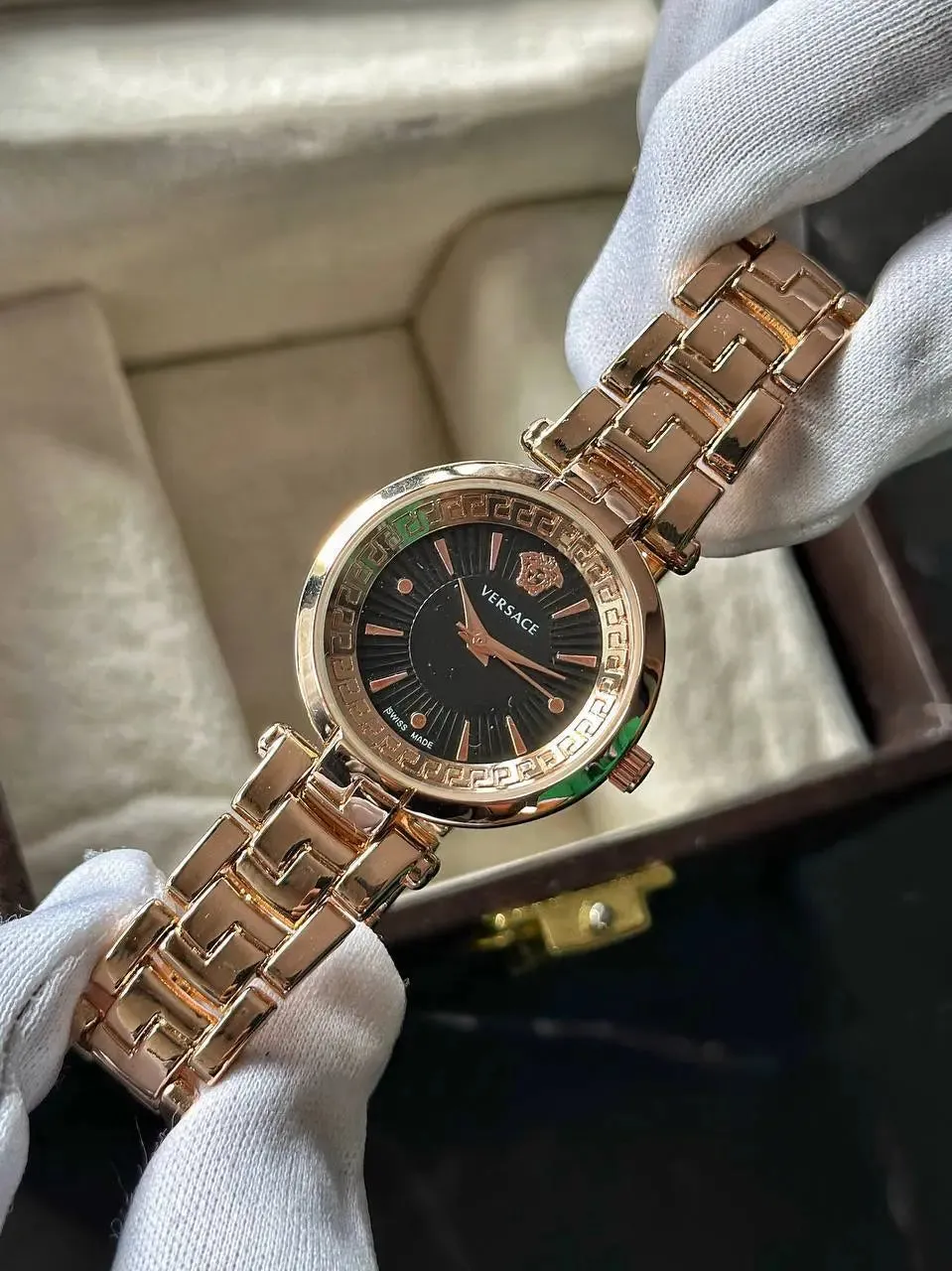 Versace Women's Watch Rose Gold & Black Dial at a Budget Price