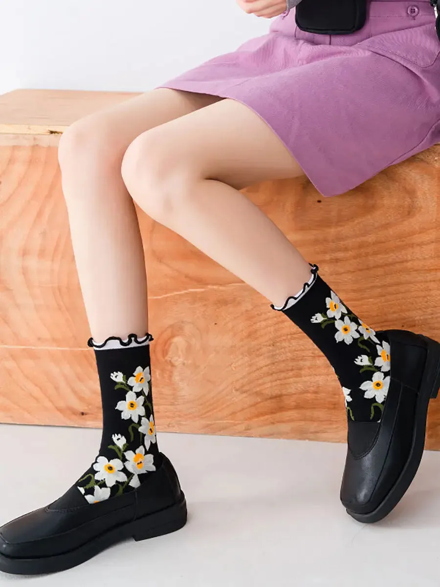 Women Flower Artsy Lacework Socks