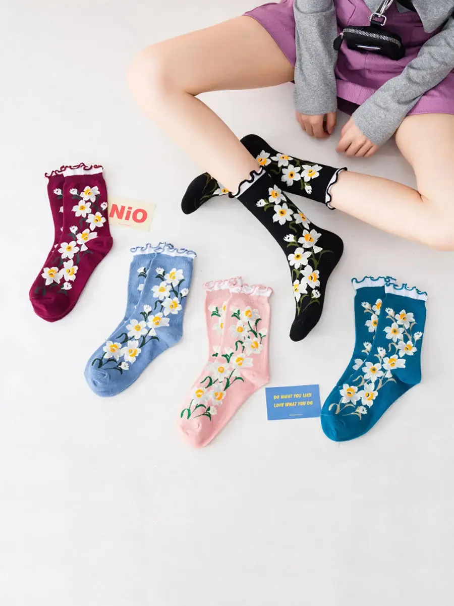 Women Flower Artsy Lacework Socks